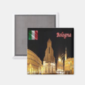 ERM001 BOLOGNA by Night，イタリア，冷蔵庫 マグネット (正面/裏面)
