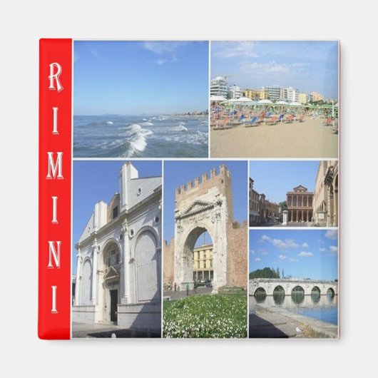 ERM023 RIMINI，モザイク，イタリア，冷蔵庫 マグネット (正面)