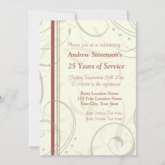 Ermployee記念日のパーティの招待状 招待状 (裏面)