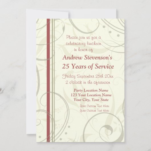 Ermployee記念日の昼食会の招待状 招待状 (裏面)