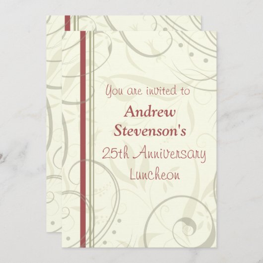 Ermployee記念日の昼食会の招待状 招待状 (正面/裏面)