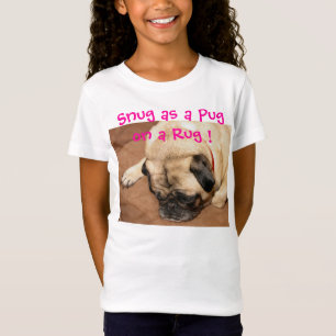 Ernieが付いている女の子のTシャツ前部のきちんとしたパグ Tシャツ