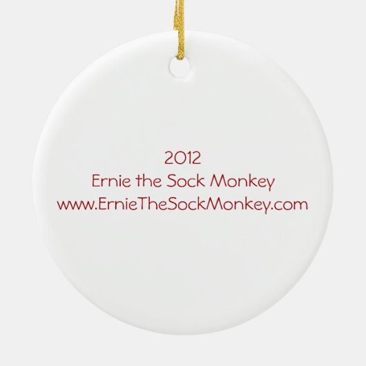 Ernieはソックス猿サンタの円形のオーナメントを訪問します セラミックオーナメント (裏面)