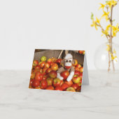 Ernieソックス猿のりんごのメッセージカード カード (黄色い花)