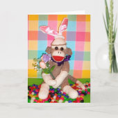 Ernieソックス猿のイースター花束カード シーズンカード (正面)