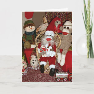 Ernieソックス猿のサンタカード シーズンカード
