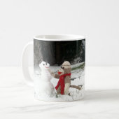 Ernieソックス猿の冬の雪のおもしろいのマグ コーヒーマグカップ (正面左)