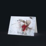 Ernieソックス猿の雪だるまの休日カード シーズンカード<br><div class="desc">ソックス猿がsnowmonkeysを作る日を過ごすことを愛するErnie! いかにあなたについてか。 www.ErnieTheSockMonkey.com www.facebook.com/ErnieTheSockMonkeysAdventures www.zazzle.com/ErnieTheSockMonkey*でErnieをソックス猿訪問して下さい</div>