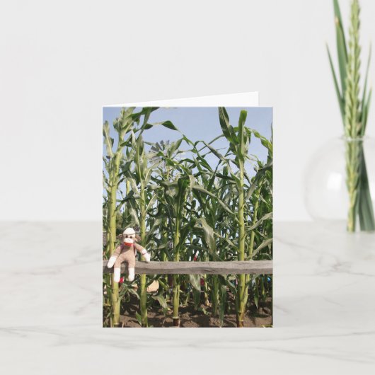 Ernie the Sock Monkey Corn Field Note Card カード (正面)