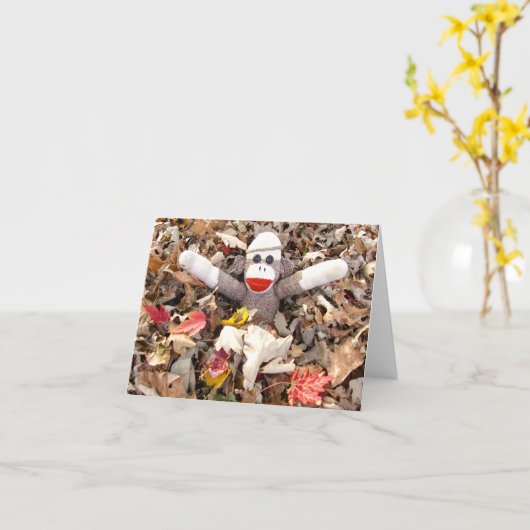 Ernie the Sock Monkey Pile of 離れ Monkey Note Card カード (黄色い花)