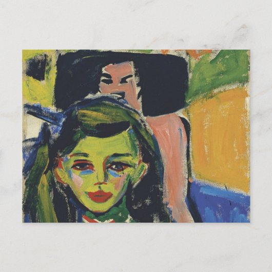 Ernst KirchnerによるCarved Chairの前のFranzi ポストカード (正面)