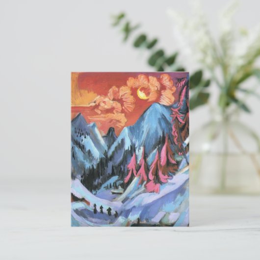 Ernst Kirchner – 月明かりの中の冬の風景 ポストカード (スタンド正面)