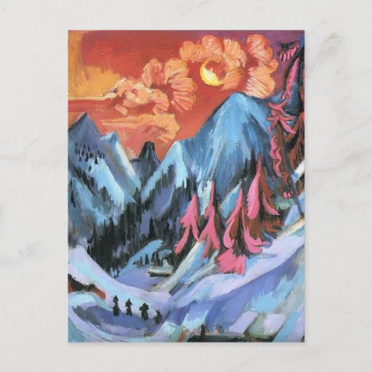 Ernst Kirchner – 月明かりの中の冬の風景 ポストカード (正面)