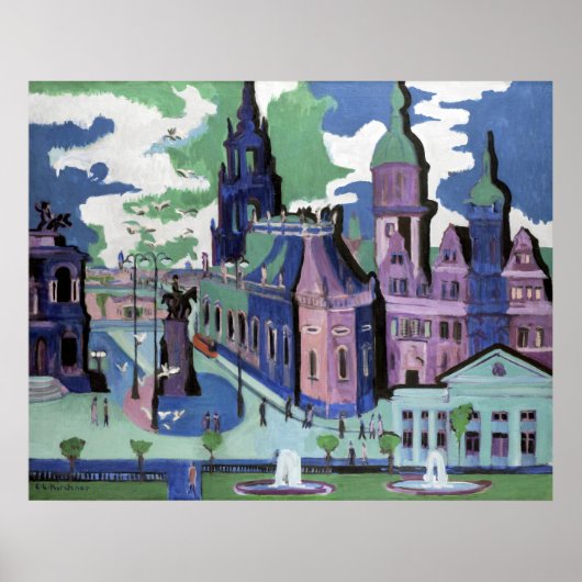Ernst Ludwig Kirchner View of Dressden Schlossplat ポスター (正面)