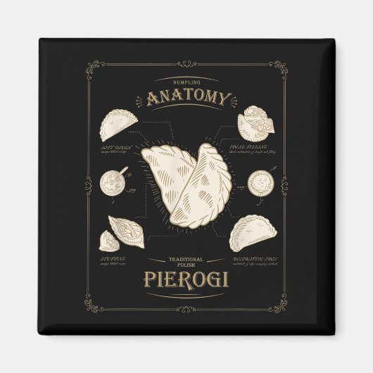 Erogi Dumpling Anatomy Unique Lish Recipe Tee, Per マグネット (正面)
