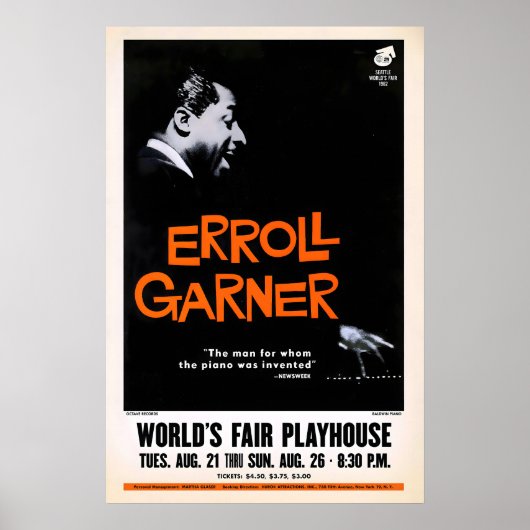 Erroll Garner jazz poster - One World Concert ポスター (正面)