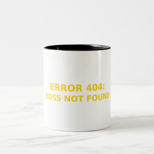 Error 404 Boss Not Found Funny Entrepreneur Self E ツートーンマグカップ (中央)