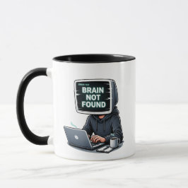Error 404 Brain Not Found Funny Design – Programme マグカップ