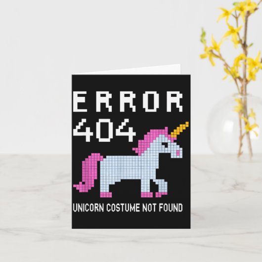 Error 404 Unicorn Costume Found Halloween Programm カード (黄色い花)