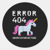 Error 404 Unicorn Costume Found Halloween Programm ラウンドシール (正面)