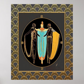 ERTE Art Deco Three Ladies ポスター