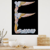 Erte - The Letter E from the Alphabet Suite, 1976 ポスター (キッチン)