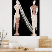 Erte - The Letter N from the Alphabet, 1976 ポスター (キッチン)