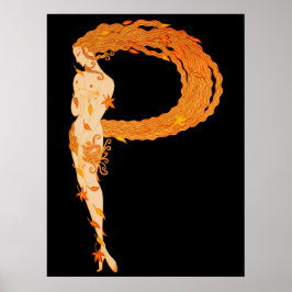 Erte - The Letter P from the Alphabet, 1976 ポスター