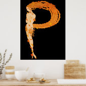 Erte - The Letter P from the Alphabet, 1976 ポスター (キッチン)