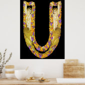 Erte - The Letter U from the Alphabet Suite, 1976 ポスター (キッチン)