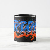 Erwin Vorname Name Graffiti blue orange Tasse マグカップ (中央)