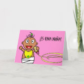 ESのuna Niña! 女の赤ちゃん、スペイン語のお祝い カード (正面)