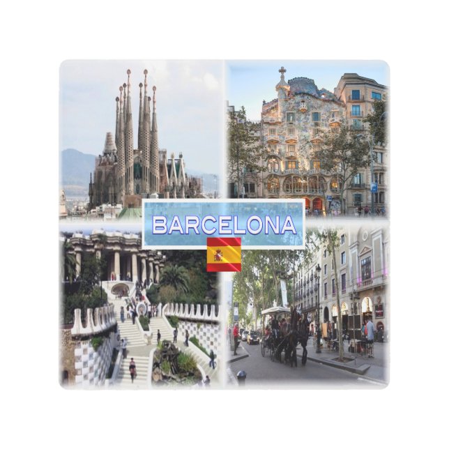 ESバルセロナ – サグラダファミリア – カーサバトロ メタルプリント (正面)