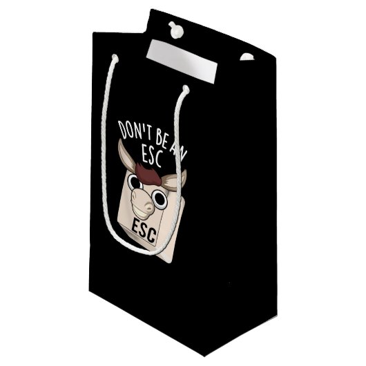 Escキーボードを使用しなおもしろいいDark BG スモールペーパーバッグ (正面アングル)