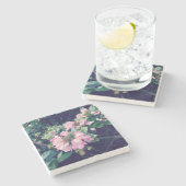 Escalloniaのピンクの花柄 ストーンコースター (横)