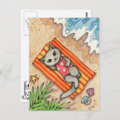 Escape – かわいいビーチキャットアート ポストカード (正面/裏面)