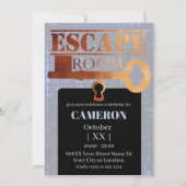Escape Roomパーティーロックおよび鍵バイナリコード 招待状 (正面)