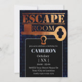 Escape Roomパーティーロックと鍵バイナリコードブラック 招待状 (正面)