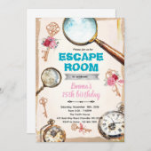 Escape room girl party invitation 招待状 (正面/裏面)