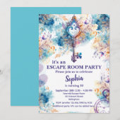 Escape Room Girl Purple and Blue 招待状 (正面/裏面)
