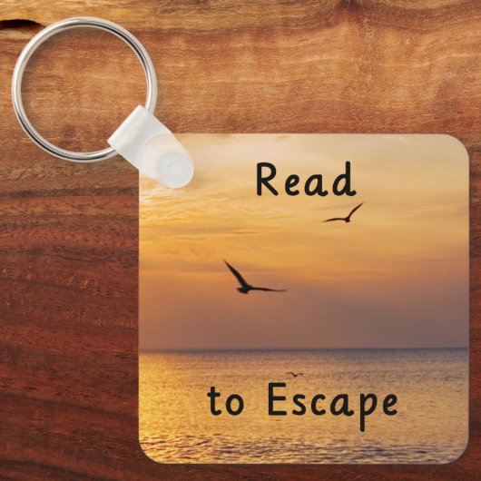 Escape to Read Keychain | Book Lover Reading Quote キーホルダー (正面)