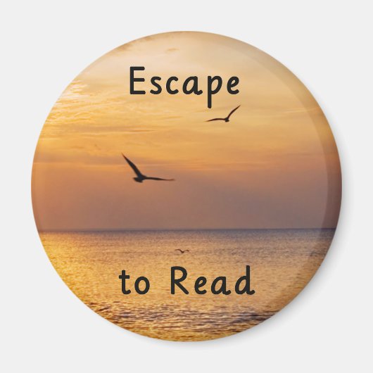 Escape to Read Magnet | Book Lover Reading Quote マグネット (正面)