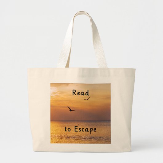 Escape to Read Tote Bag | Book Lover Reading Bag ラージトートバッグ (正面)