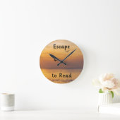 Escape to Read Wall Clock | Book Lover Quote ラウンド壁時計 (ホーム)