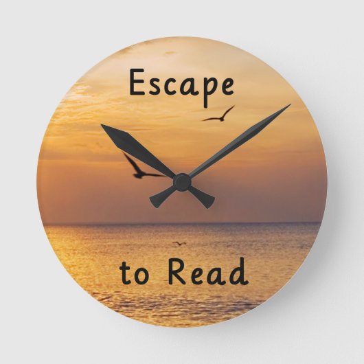 Escape to Read Wall Clock | Book Lover Quote ラウンド壁時計 (正面)