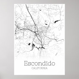 Escondidoの地図 – カリフォルニア州 – 市内地図ポスター ポスター