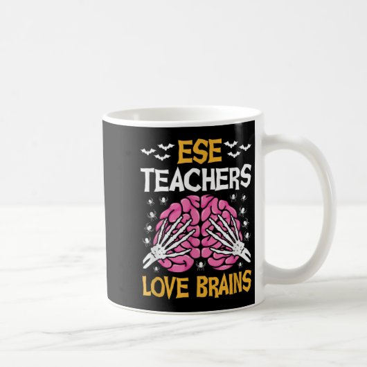 Ese Teacher Love Brains Funny Halloween School コーヒーマグカップ (右)