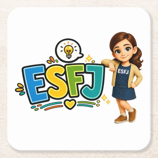 ESFJ — A Construtora de Conexões スクエアペーパーコースター (正面)