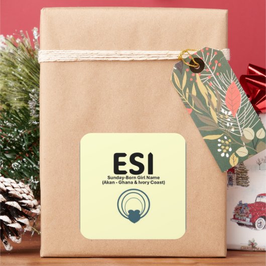 ESI – 日曜日 – 女生まれの子の名前（アフリカの曜日） スクエアシール (クリスマス)