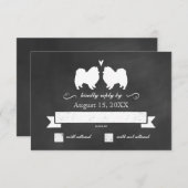 Eskieシルエット結婚式RSVP応答 出欠カード (正面/裏面)